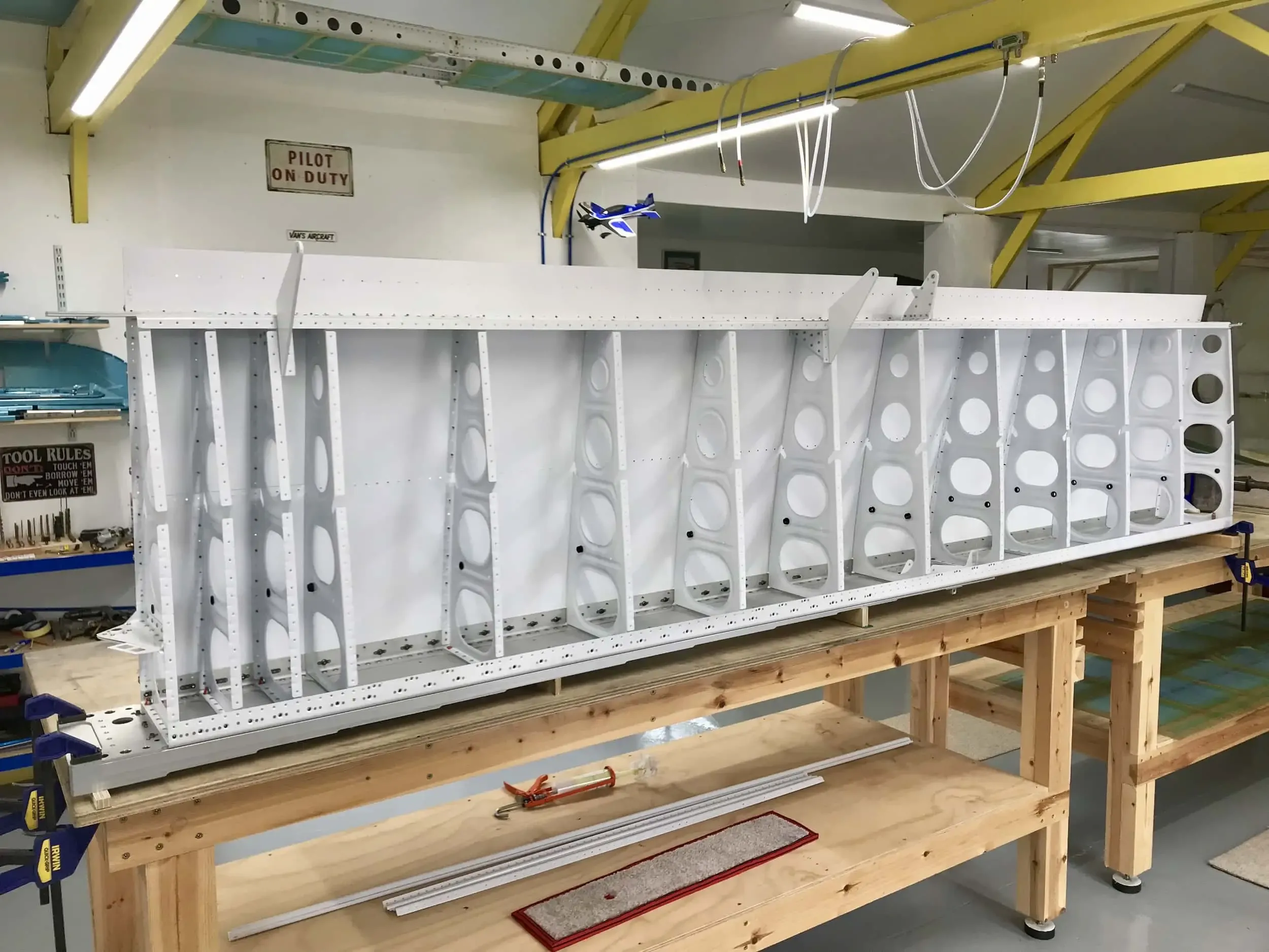 Early stage of wing construction